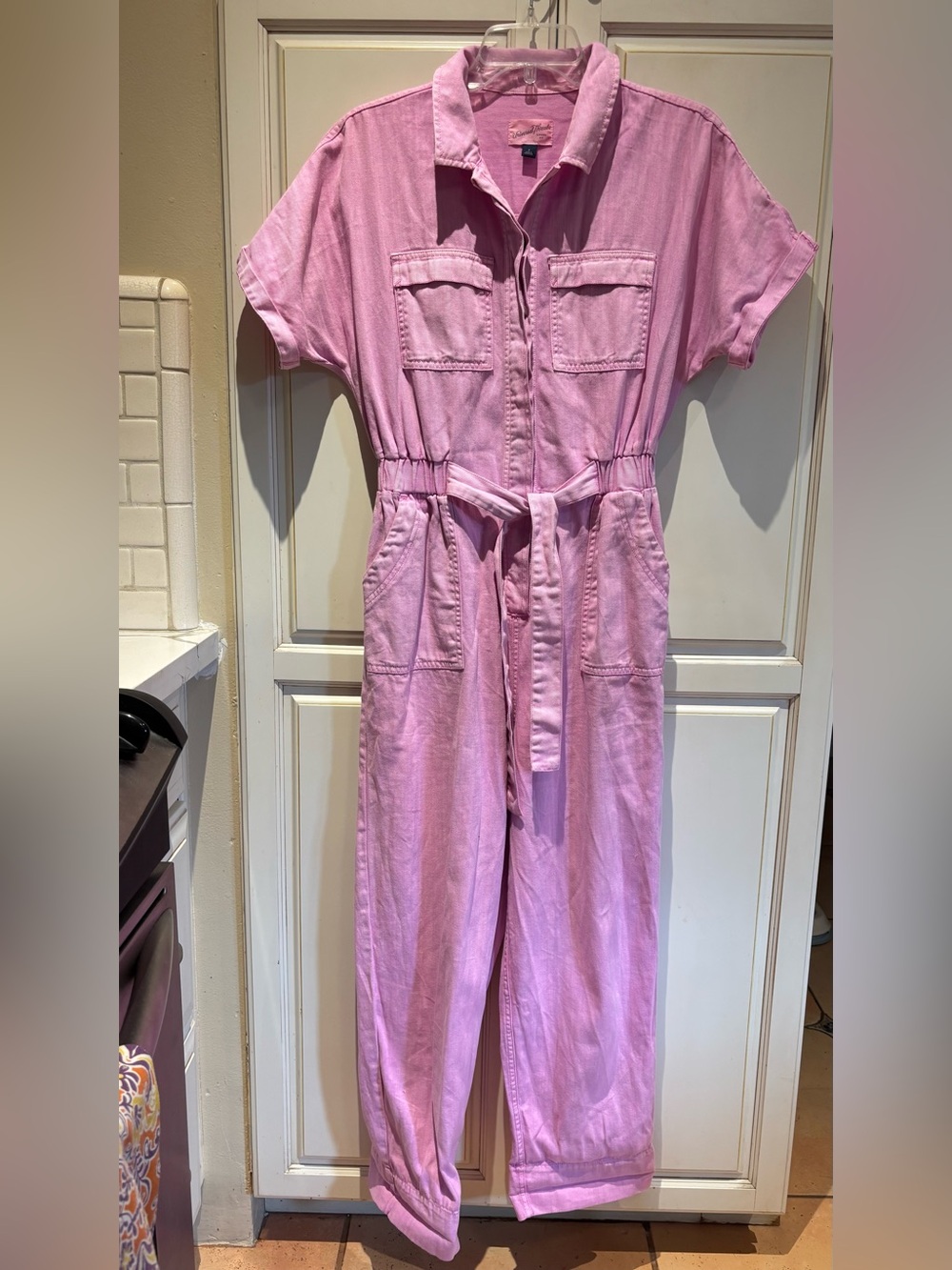 Universal Thread Jumpsuit Pink Tie-Waist Utility Jumpsuit size 2 pink purple